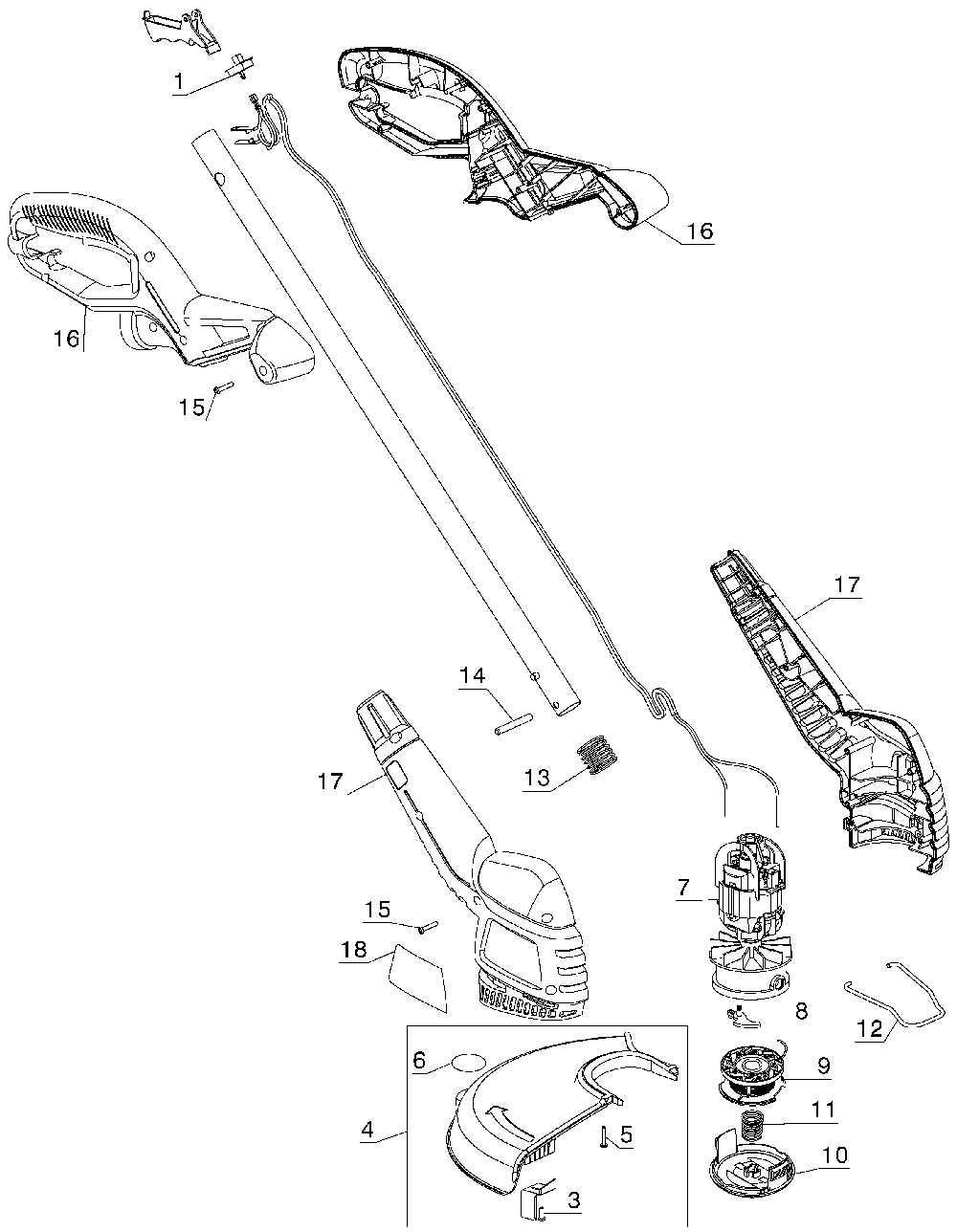 Page A Diagram and Parts List for ST7700 Type 4 Black and Decker Trimmer